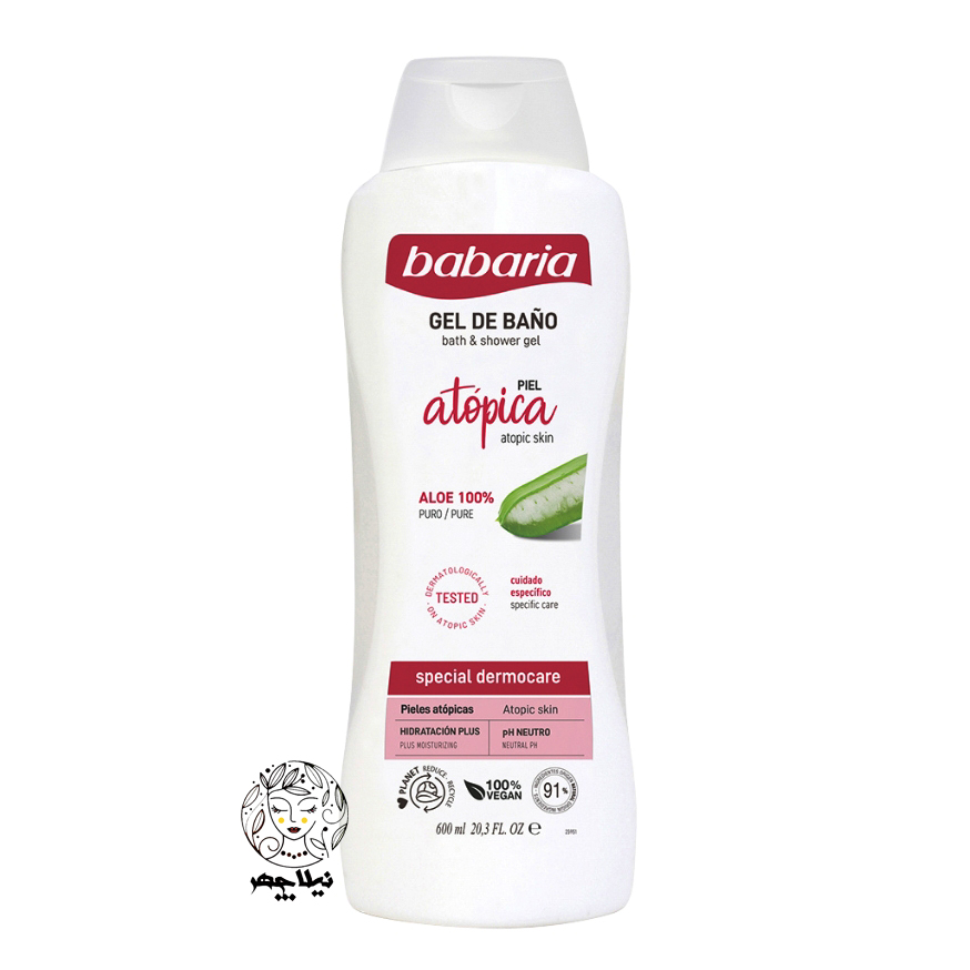 شامپو بدن باباریا babaria حاوی عصاره آلوورا مدل آتوپیک atopic حجم 600 میل