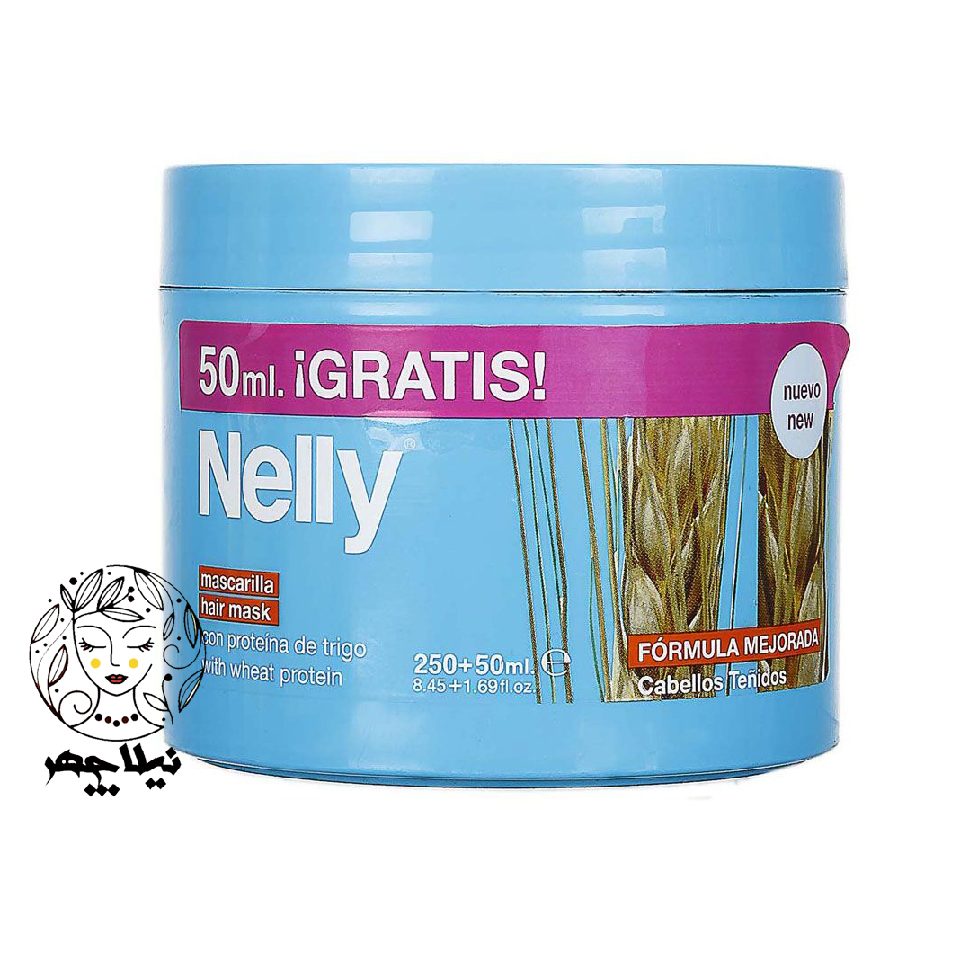 ماسک گندم تقویت کننده و تثبیت کننده موهای رنگ شده نلی NELLY مدل With Wheat Protein حجم 300 میل