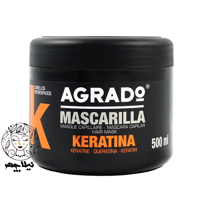 پیش‌نویس ۱۸۰ماسک مو آگرادو کراتینه مناسب مو های وز و مجعد حجم 500 میل