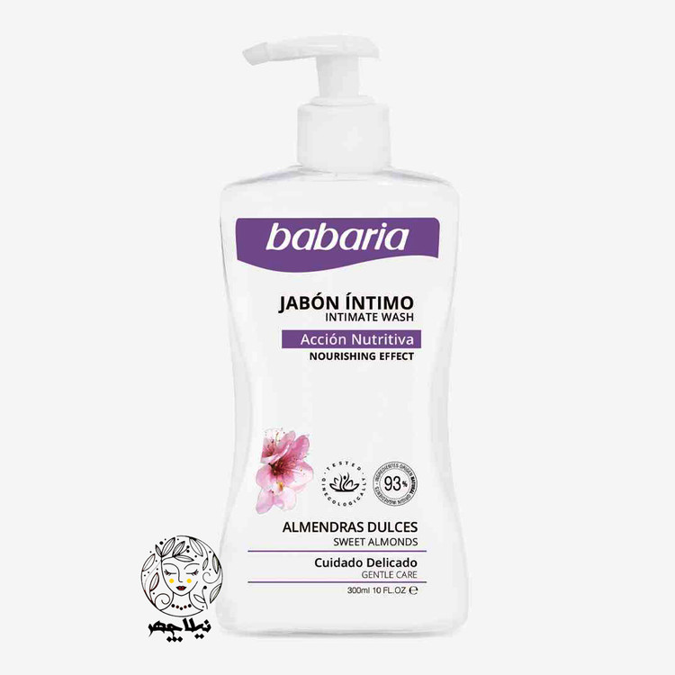ژل ضد عفونی کننده بانوان باباریا babaria مدل Sweet Almond Intimate Wash حاوی عصاره بادام شیرین حجم 300 میل