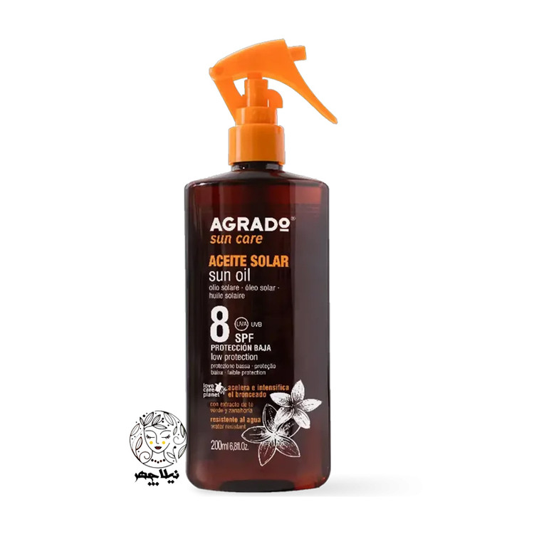 روغن آفتاب برنزه SPF 8 آگرادو 200 میل | Agrado Sun Oil SPF 8